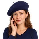ÉTOILE DU MATIN granatowy wełniany beret damski MORAMO
