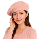 ÉTOILE DU MATIN jasnoróżowy damski beret wełniany zimowy MORAMO