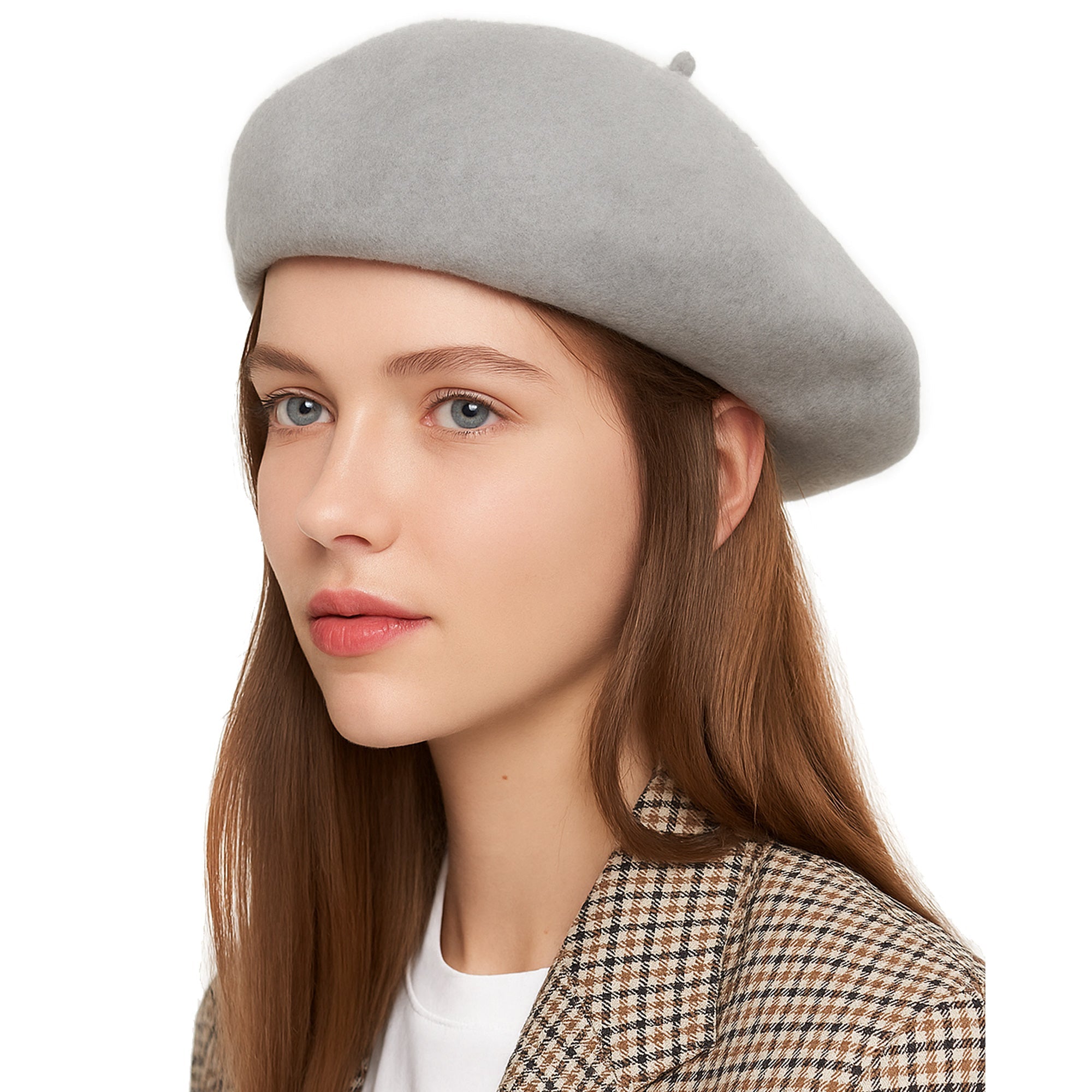 ÉTOILE DU MATIN szary wełniany beret damski zimowy MORAMO