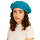 ÉTOILE DU MATIN turkusowy wełniany beret damski zimowy MORAMO