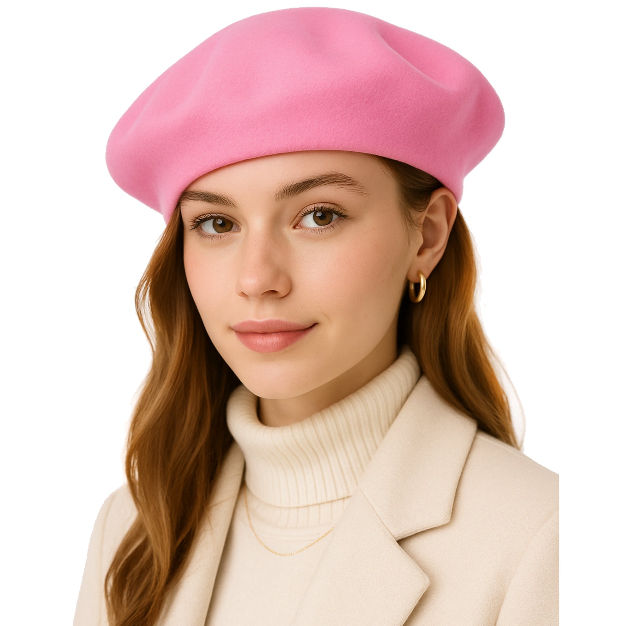 ÉTOILE DU MATIN uniwersalny różowy damski beret z wełną MORAMO