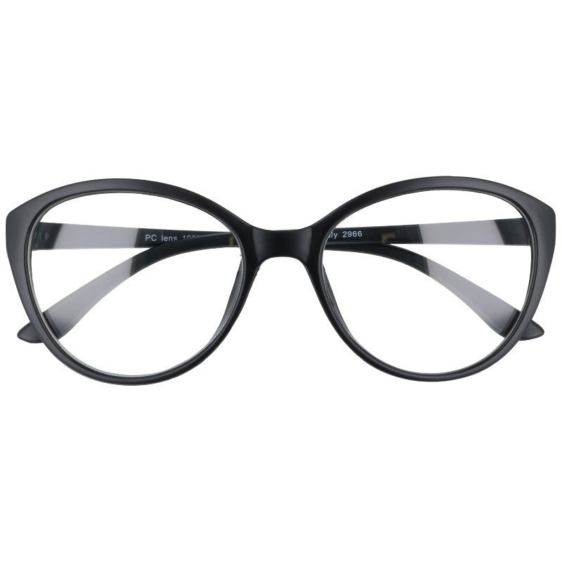 VARKA MAT czarne damskie okulary zerówki kocie oczy MORAMO