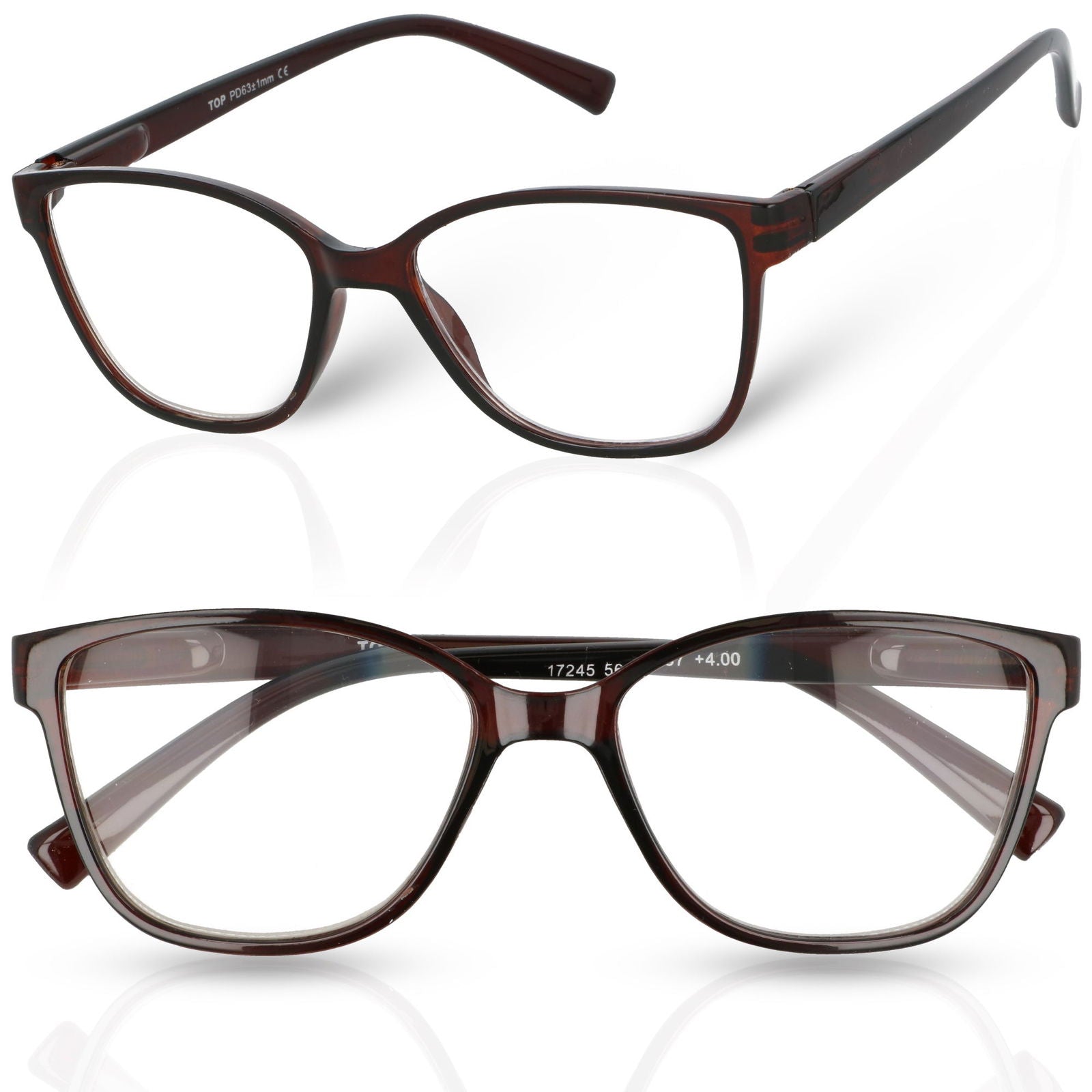 VISIONPLUS BR brązowe owalne okulary korekcyjne do czytania MORAMO