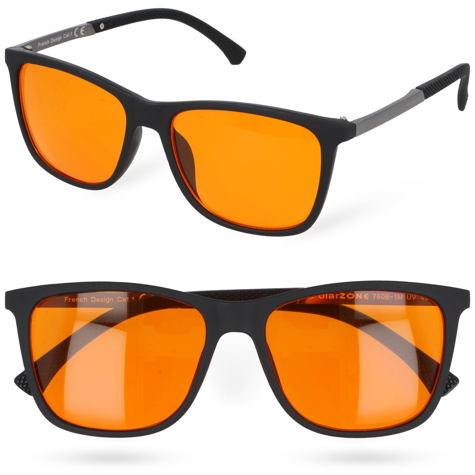 WAYFARER czarne okulary unisex pomarańczowe szkła MORAMO