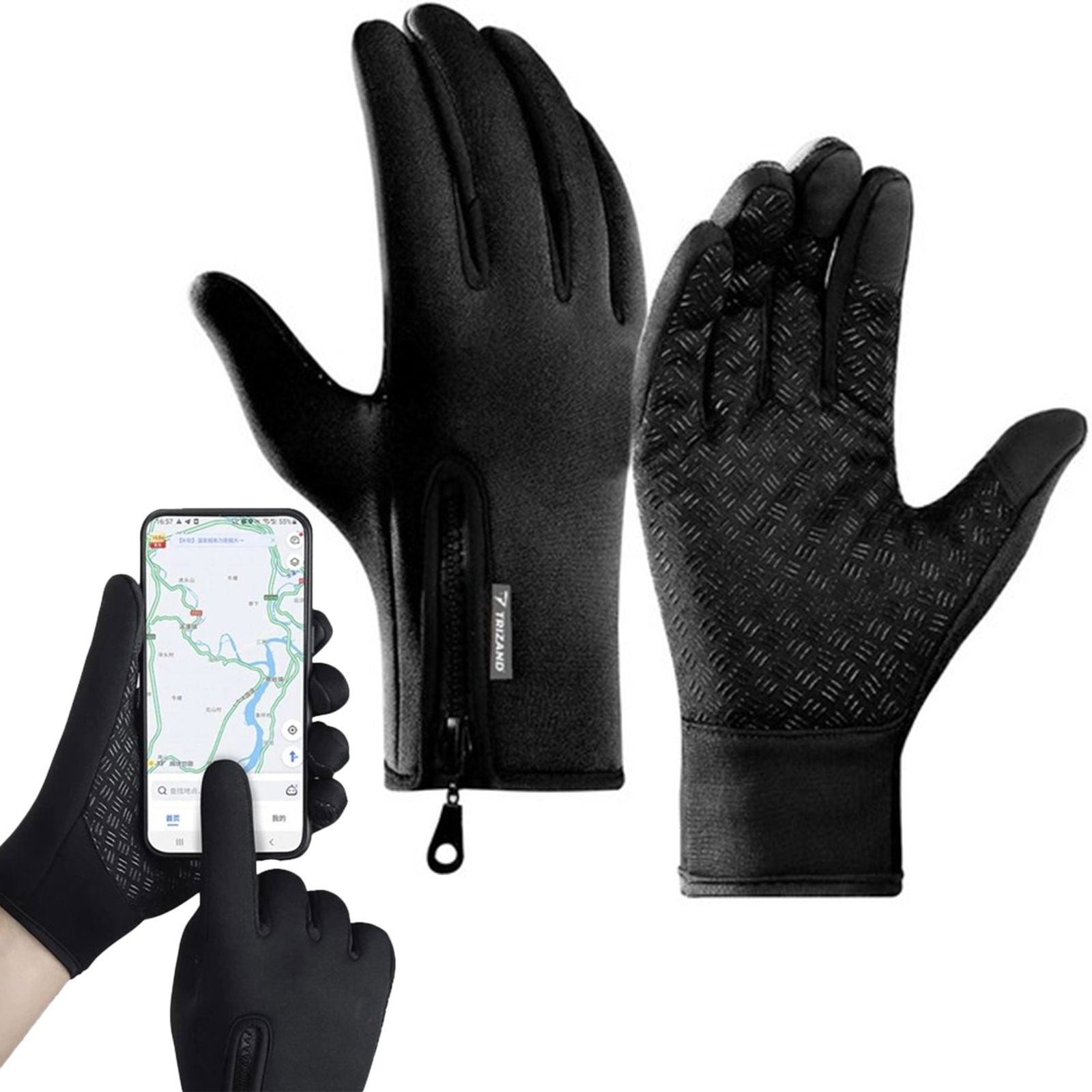 WINDPROOF TOUCH czarne ocieplane rękawiczki dotykowe unisex MORAMO